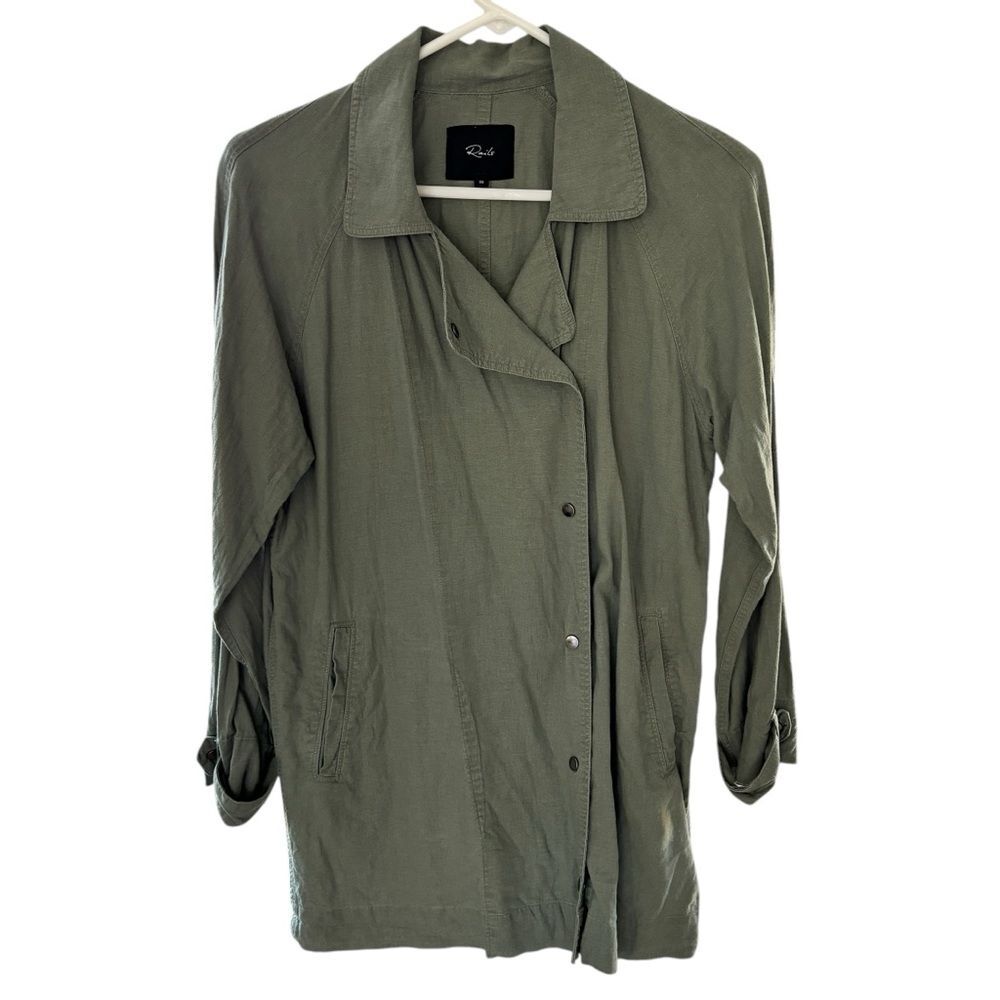 Rails Women’s Snap Front Nadia Army Green Jacket Trench Size XS